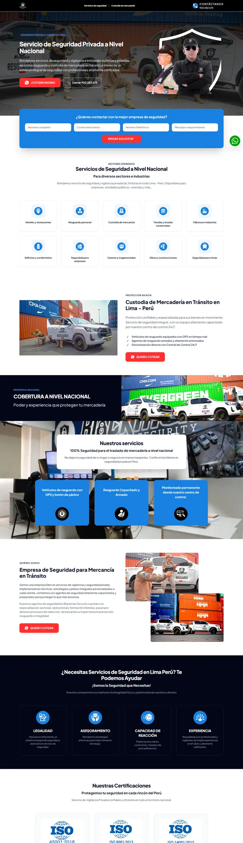Página web de Blackman Security, hecha por Avii Perú