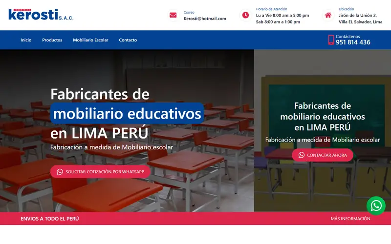 Página web de Kerosti S.A.C., hecha por Avii Perú