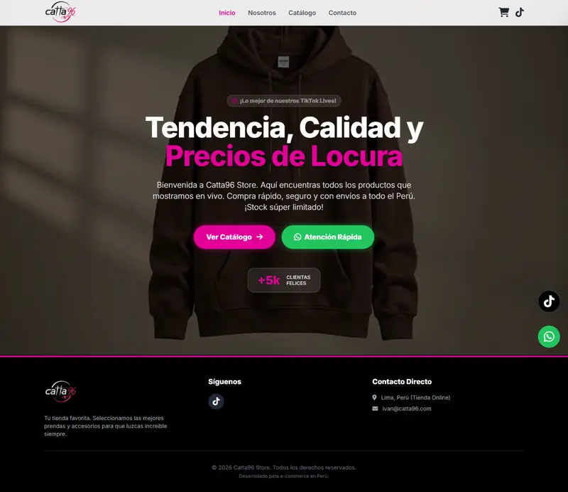 Página web de Catta96 Store, hecha por Avii Perú
