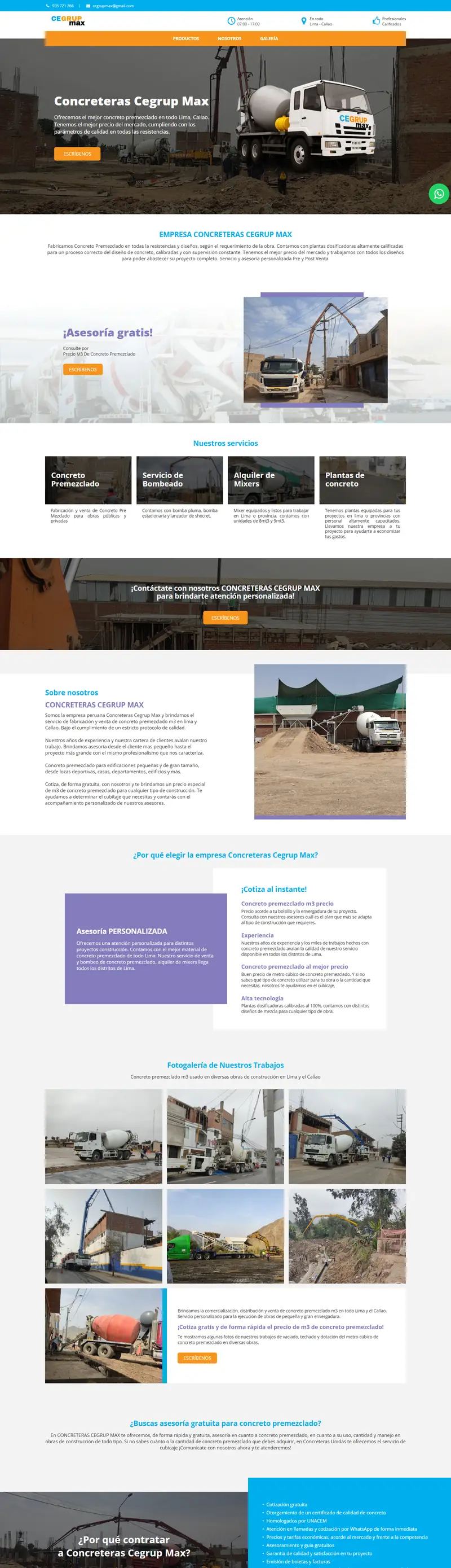 Página web de Cegrup Max, hecha por Avii Perú