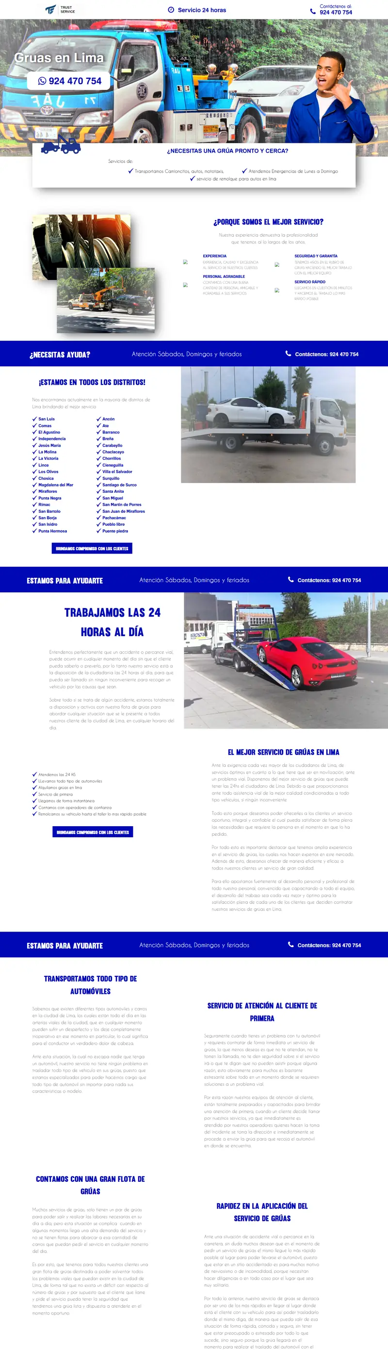 Página web de Grúas Trust Service, hecha por Avii Perú