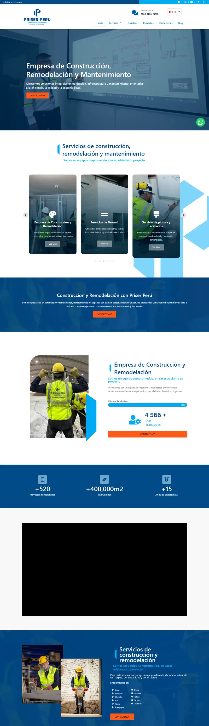 Página web de Priser Perú, hecha por Avii Perú