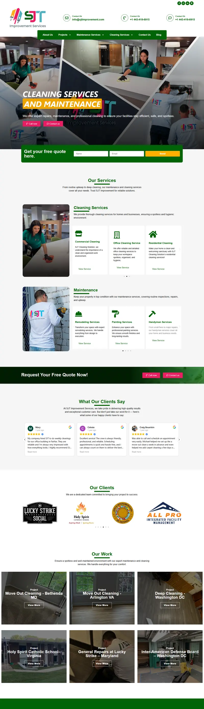Página web de SJT Improvement Services, hecha por Avii Perú