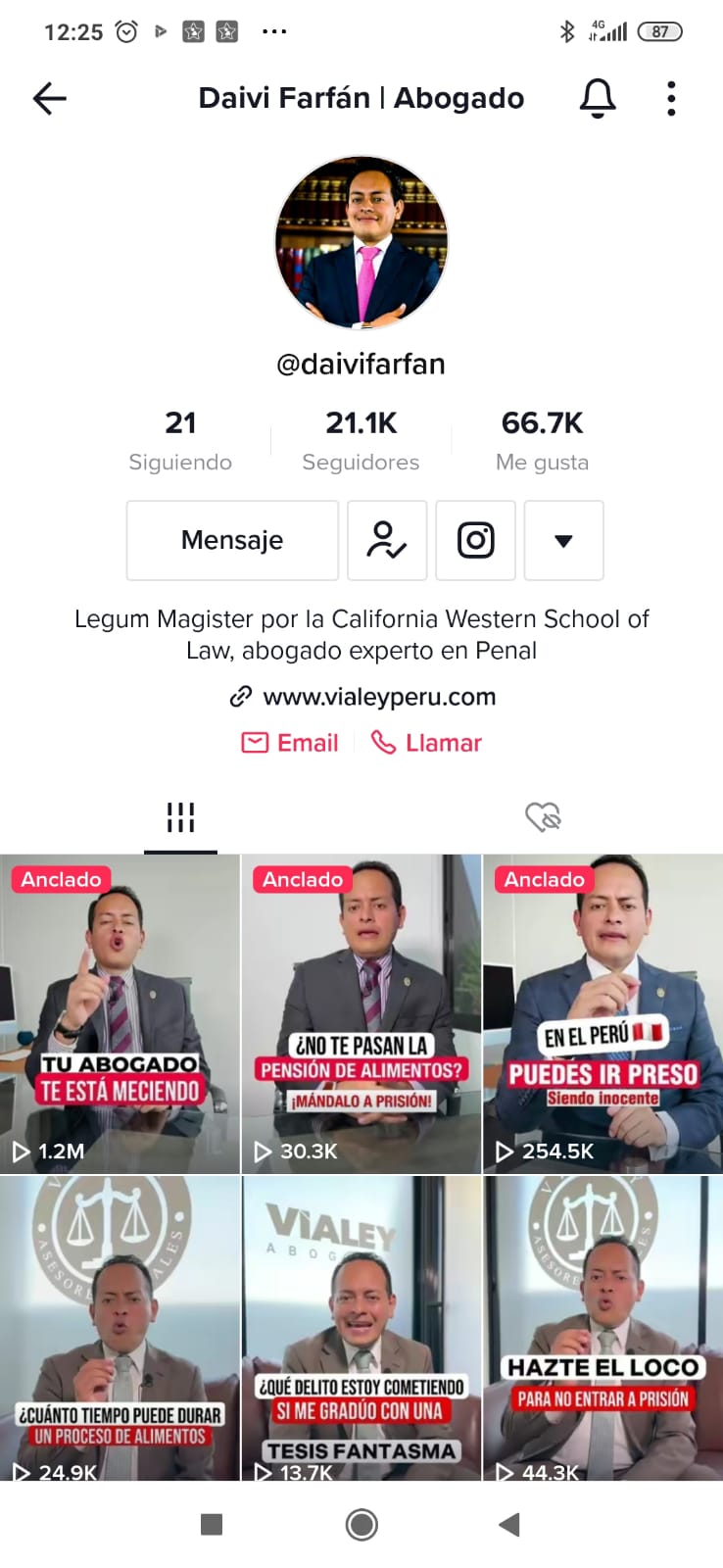 cuenta de tiktok de daivi farfan abogado
